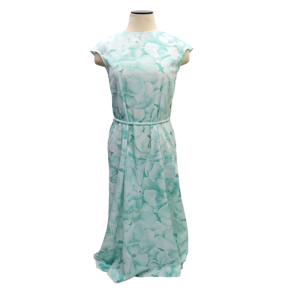 VTG Prairie 70s Summer Dress Floral Blue Cottagecore ILGWU Union Made USA Sz 12